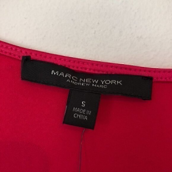 NEW NWT MARC NEW YORK Hot Pink Long Sleeve Ruched Gathered Y2K 00s Blouse Small - Picture 5 of 8